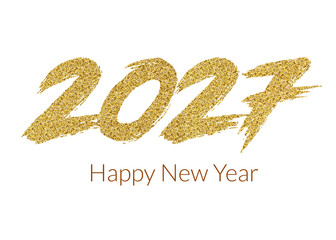2027 Happy New Year in golden design, Holiday greeting card design