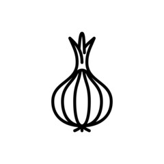 Onion thin line icon. Vegetable, flovouring. Healthy organic food. Vector illustration.