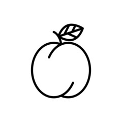 Peach thin line icon. Fruit for juice. Healthy organic food. Vector illustration.