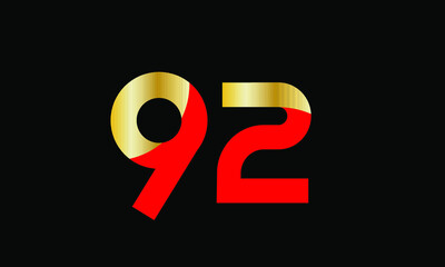 92 Number New Gold Red Elegant Logo