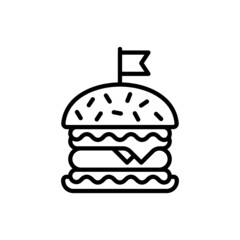 Burger thin line icon. Fast food. Modern vector illustration of hamburger for logo.