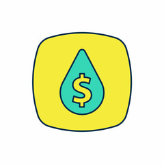 Filled outline Oil drop with dollar symbol icon isolated on white background. Oil price. Oil and petroleum industry. Vector