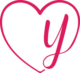 monogram letter A with heart, hand drawing, heart sign