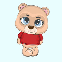 Hand drawn vector illustration of a cute funny baby bear.