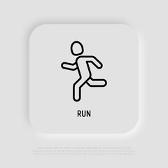 Running man thin line icon. Marathon runner. Modern vector illustration.