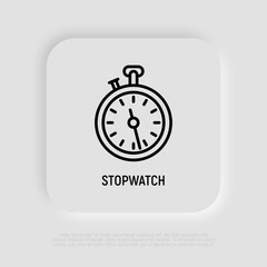Stopwatch thin line icon. Sport equipment for measuring. Countdown. Vector illustration.