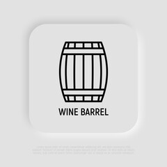 Wine barrel thin line icon. Modern vector illustration.