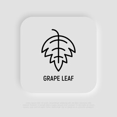 Grape leaf thin line icon. Modern vector illustration for wine logo.