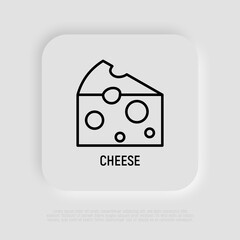 Piece of cheese thin line icon. Farmer market organic product. Vector illustration.