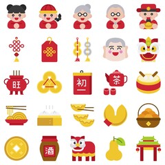 Fototapeta na wymiar Chinese New Year icon set, vector illustration