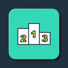 Filled outline Award over sports winner podium icon isolated on blue background. Turquoise square button. Vector