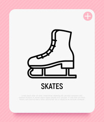 Skates thin line icon. Modern vector illustration of winter sports equipment.