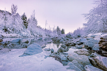 Ostrach - Bad Hindelang - Eis - Winter - Schnee - Fluß 