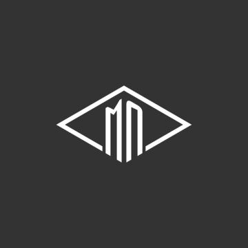 recommend clip art: Initials MN logo monogram with simple diamond line style design