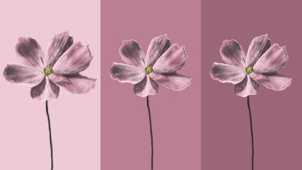 pink background with flowers painting