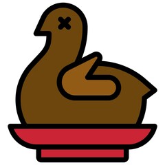 Roasted duck icon ,Chinese New Year vector illustration