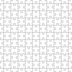 Puzzle seamless pattern grid with symmetrical elements 100 pieces. Vector