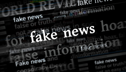 Obraz premium Headline titles media with fake news and hoax information 3d illustration