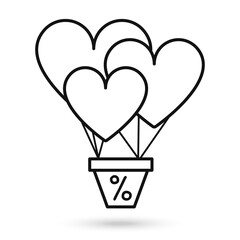 Ballon percent tag icon outline vector.