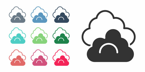 Black Cloud icon isolated on white background. Set icons colorful. Vector