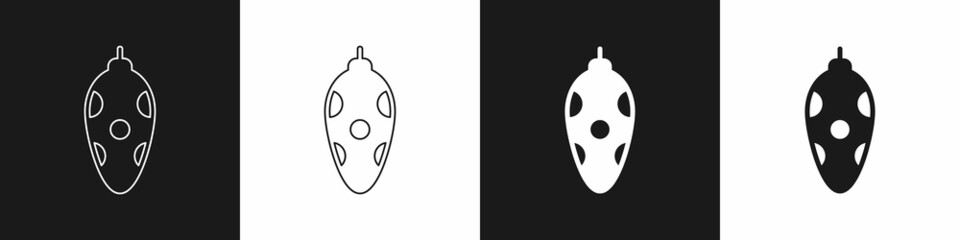 Set Christmas toy icon isolated on black and white background. Merry Christmas and Happy New Year. Vector