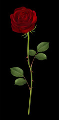 Vector red rose isolated on black background