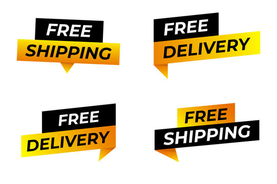 Free delivery, free shipping tags collection. Shop, store, online shopping. Sticker, badges, store. Vector illustration.