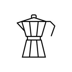 Retro italian coffee maker. Geyser, moka black outline icon. Coffee house concept. Trendy flat isolated on white symbol, sign for: illustration, logo,app, design web, dev, ui, ux, gui. Vector EPS 10 