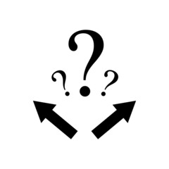 direction arrow choices and question mark. Vector