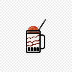 big glass of milkshake with choco float for web icon