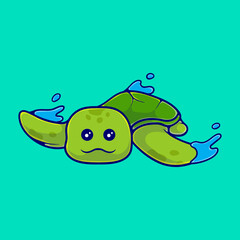 cute turtle illustration swimming