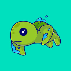 cute turtle illustration swimming