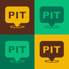 Pop art Pit stop icon isolated on color background. Vector