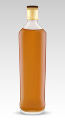 Vector drawing. Mockup of glass bottle for whiskey.