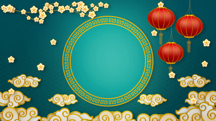 Happy chinese new year for Party and Celebrations With Space for Message Isolated in Red Background. 3D illustration, 3D rendering	