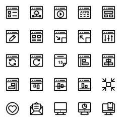 Outline icons for web design and development.