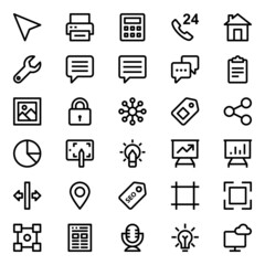 Outline icons for web design and development.