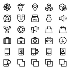 Outline icons for web design and development.