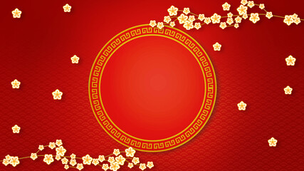 Happy chinese new year for Party and Celebrations With Space for Message Isolated in Red Background. 3D illustration, 3D rendering	