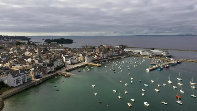 aerial view on the harbor of Douarnenez in Brittany in France