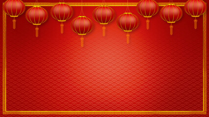 Happy chinese new year for Party and Celebrations With Space for Message Isolated in Red Background. 3D illustration, 3D rendering	