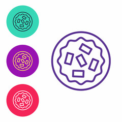 Set line Homemade pie icon isolated on white background. Set icons colorful. Vector