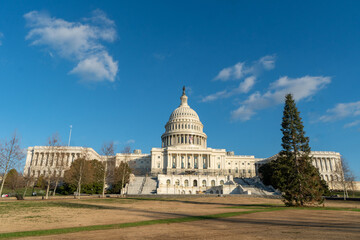 Fototapeta na wymiar United States Capitol Building - Washington, DC - This is where all of the congressmen and congresswomen work (House of Representatives and Senate)