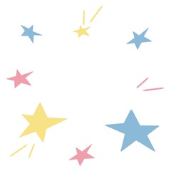 Background, frame with cute stars with place for text. Template design for birthday, mother day. Decorative composition for the holiday, valentine, poster, postcard, banner. Vector minimalist design.