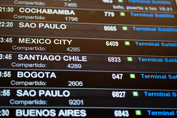 Flight screen in an airport, Flights information