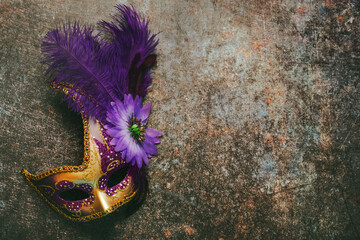 Venetian carnival mask  with copy space. Carnival celebration concept