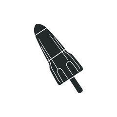 Ice Cream Rocket Icon Silhouette Illustration. Dessert Frozen Cone Vector Graphic Pictogram Symbol Clip Art. Doodle Sketch Black Sign.