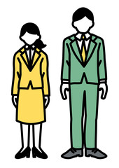 スーツを着たシンプルな男女のイラスト