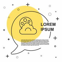 Black line Cloud with moon icon isolated on white background. Cloudy night sign. Sleep dreams symbol. Night or bed time sign. Random dynamic shapes. Vector