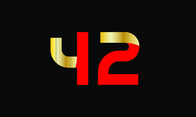 42 Number New Gold Red Elegant Logo